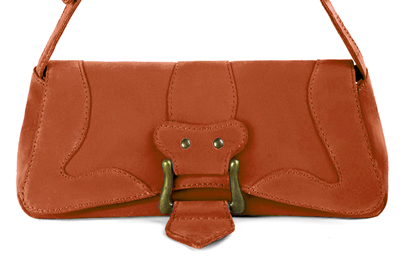 Dress small handbag in terracotta orange leather - Profile view